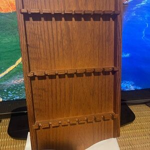 Vintage (2) Wood Small souvenir Spoon rack 27 slots 18 3/4” High 10 wide